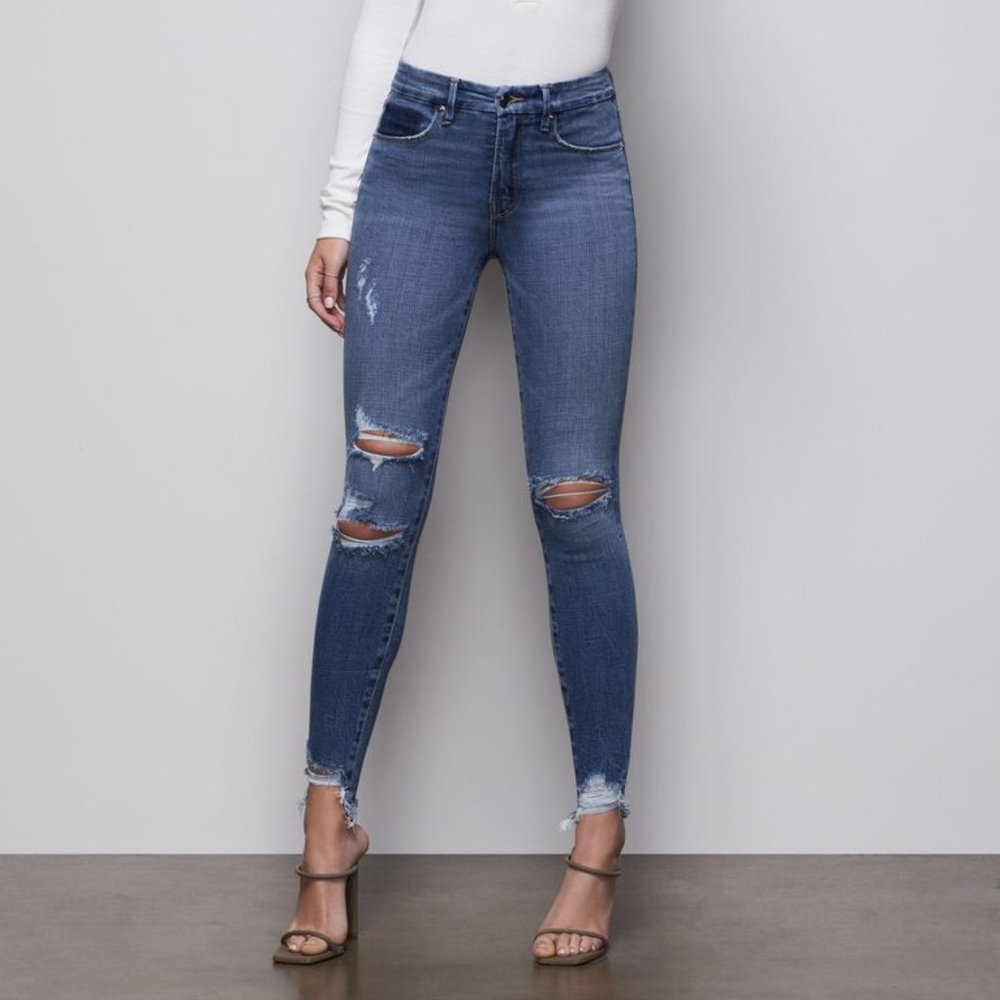 NWT-Good American- GOOD WAIST RELEASED CHEWED HEM